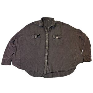 SOLD Free People womens S Small purple thermal waffle knit button up oversiz